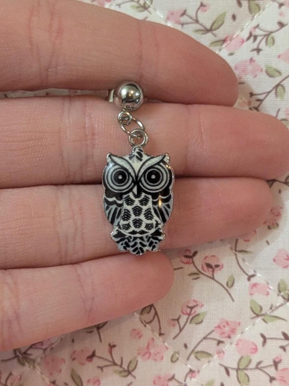 Handmade Black & white owl earrings with geometric pattern brand new, never worn